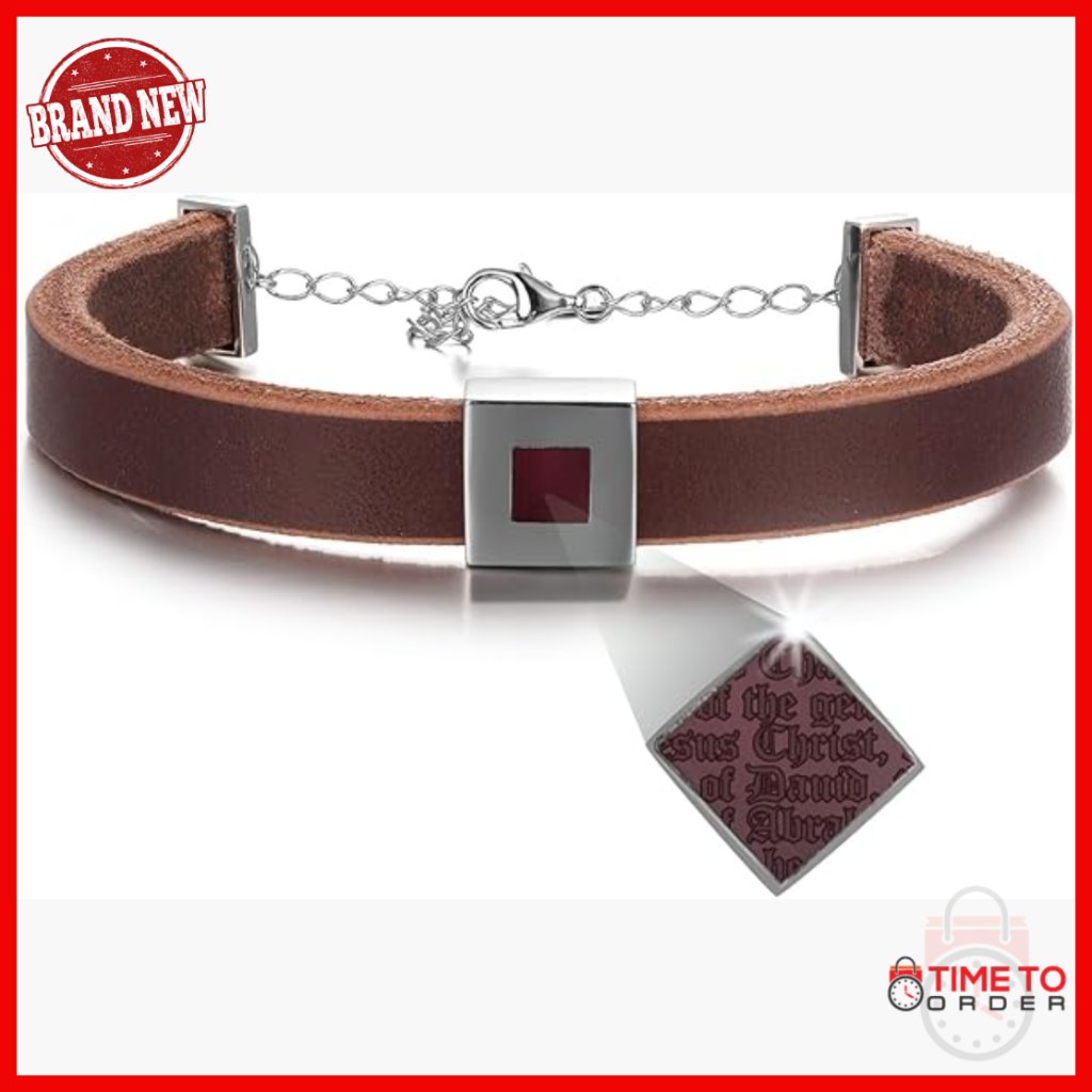 Sterling Silver Leather Bracelet With Engraved New Testament, Adjustable Fit